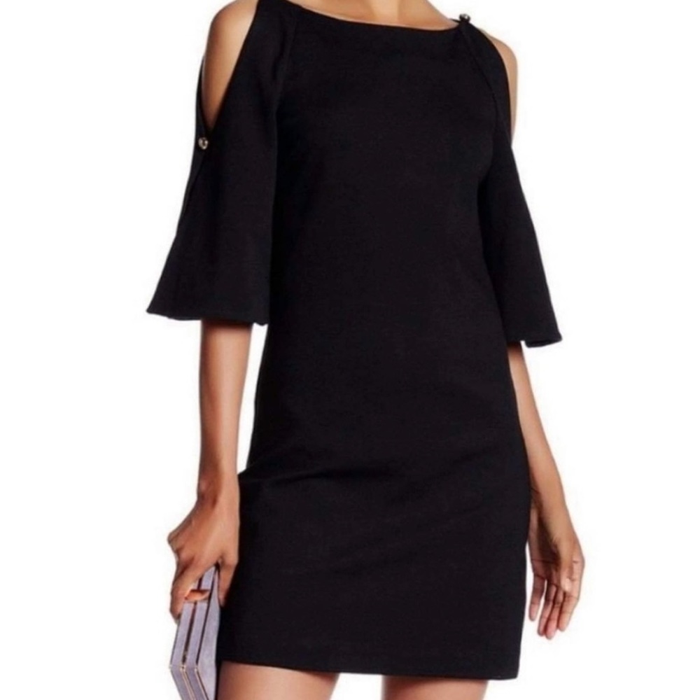 Trina Turk NWT 'Crawford' Black Slit Sleeves Mini Cocktail Dress Size 0